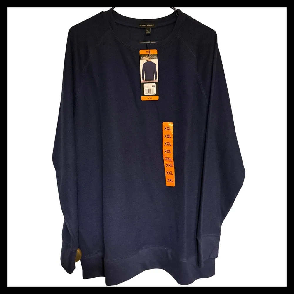 NWT Banana Republic Men's Navy Long Sleeve Crewneck Sweatshirt XXL